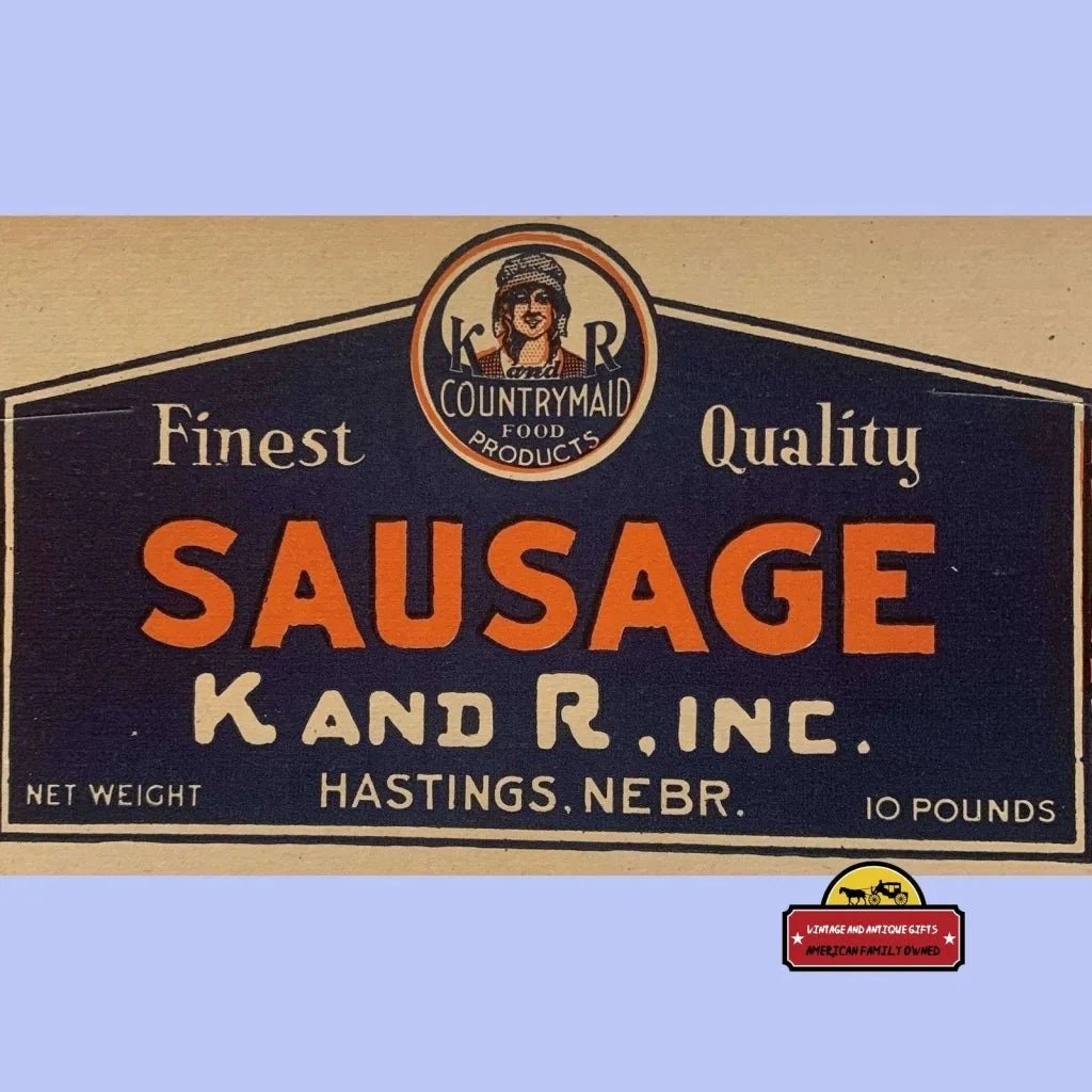 Rare Antique Vintage Countrymaid Sausage Sign from 1920s Nebraska