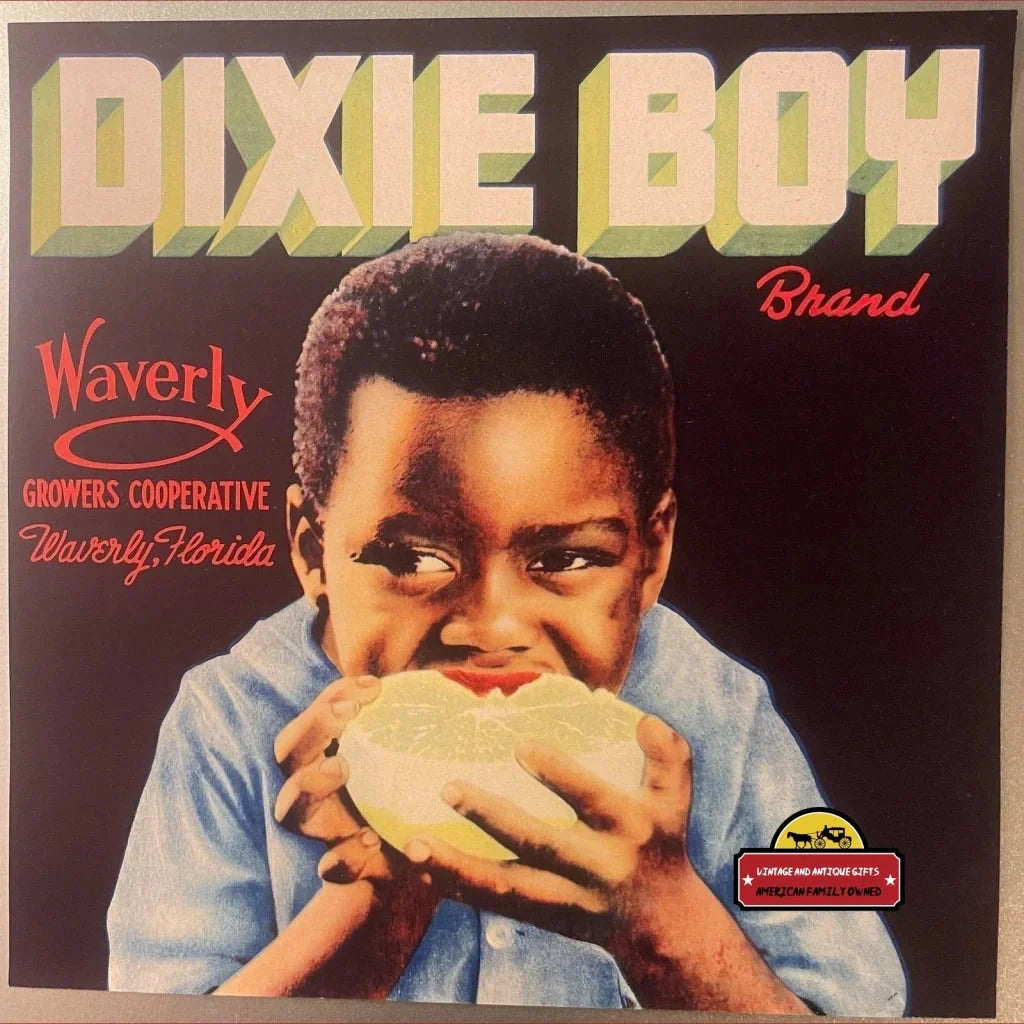 Rare Antique Dixie Boy Crate Label Captures 1930s Florida Charm