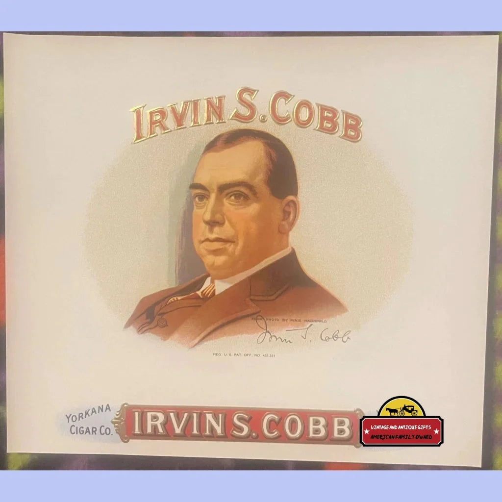 Rare Embossed Cigar Label Antique Irvin S Cobb Duke of Paducah