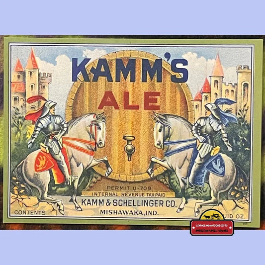 Rare Antique Vintage Ale Label Knights Americana Collectible