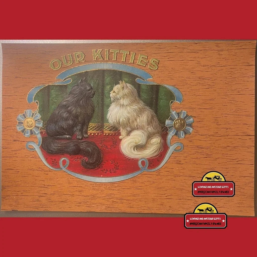 Rare Gold Embossed Kitty Cigar Label from Early 1900s