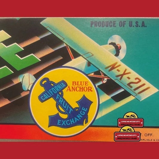 Rare Antique Vintage Lone Eagle Crate Label Honors Lindbergh's Flight