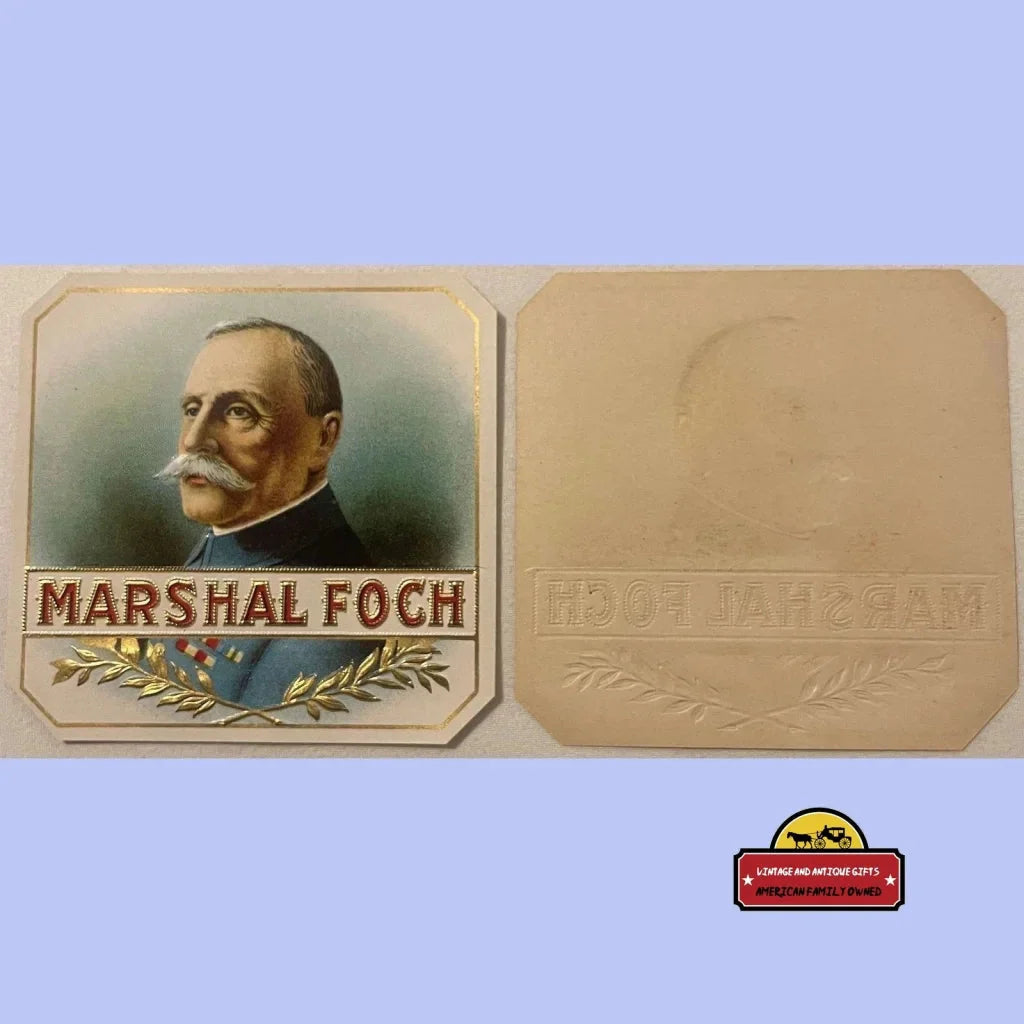 Rare WWI Embossed Cigar Label Honors French Hero Marshal Foch