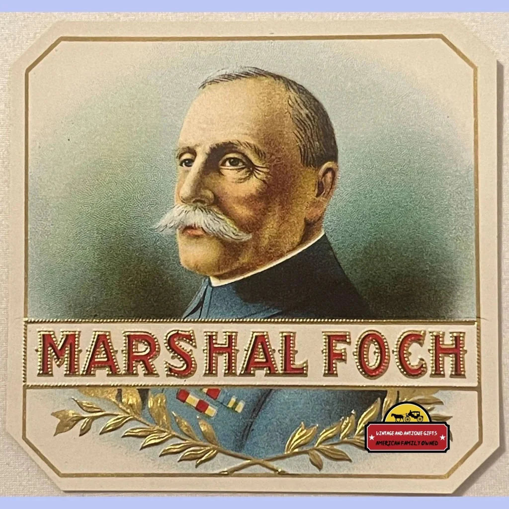 Rare WWI Embossed Cigar Label Honors French Hero Marshal Foch