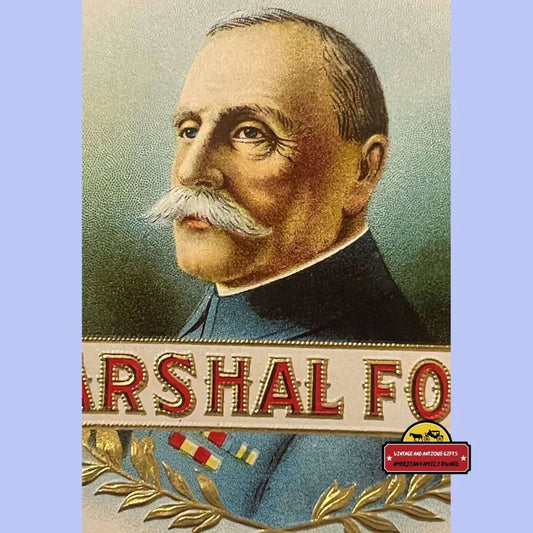 Rare WWI Embossed Cigar Label Honors French Hero Marshal Foch