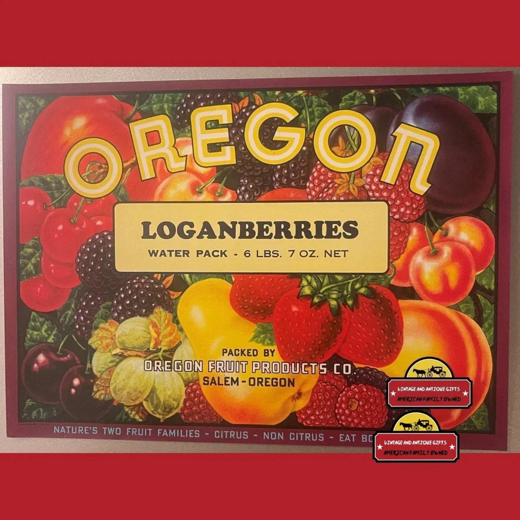 Rare 1950s Oregon Loganberries Crate Label Delights Collectors