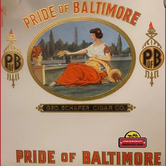Rare Antique Vintage Pride of Baltimore Embossed Cigar Label