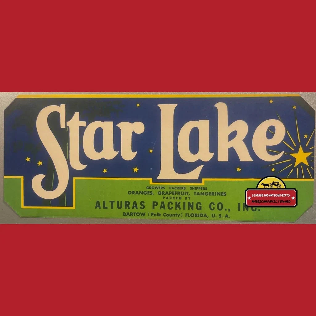 Antique Vintage Star Lake Crate Label Brings 1940s Charm