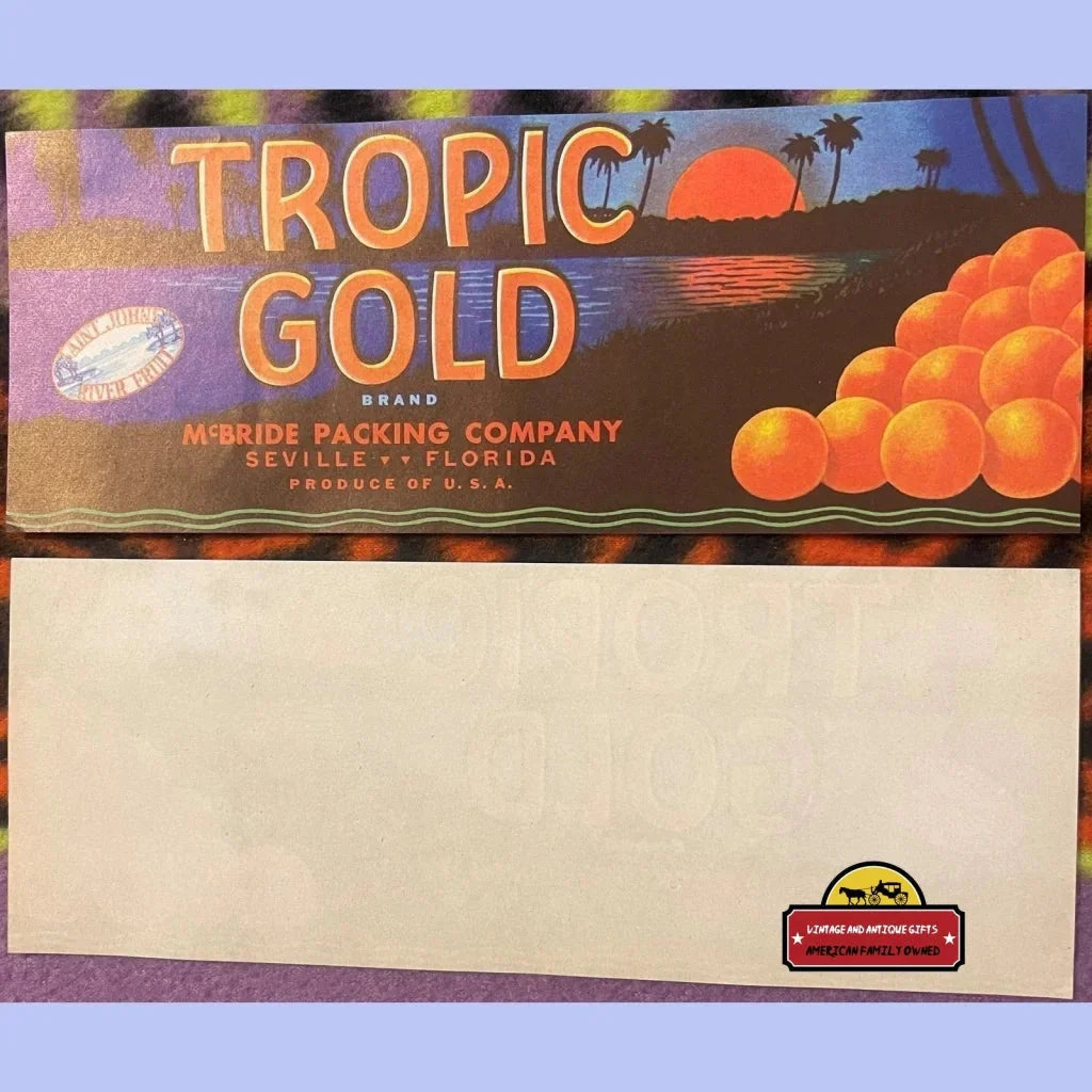 Vibrant Antique Vintage Tropic Gold Crate Label Brings History Alive