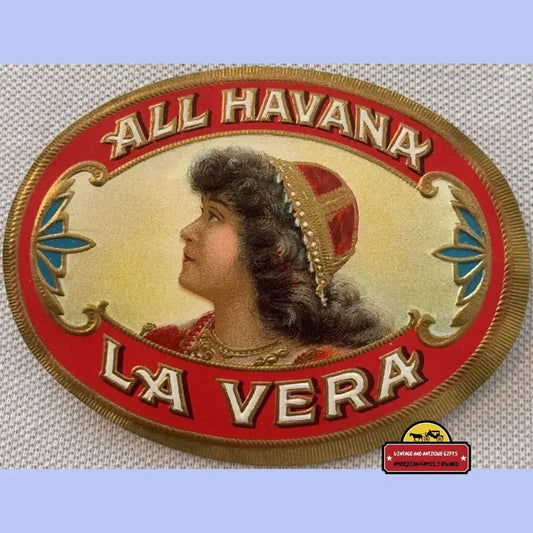 Rare Antique La Vera Cigar Label Stuns with Vibrant 1900s Design