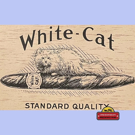Rare Antique Vintage White Cat Cigar Label from Early 1900s
