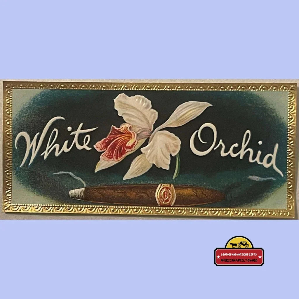 Rare Antique Vintage White Orchid Cigar Label from Golden's