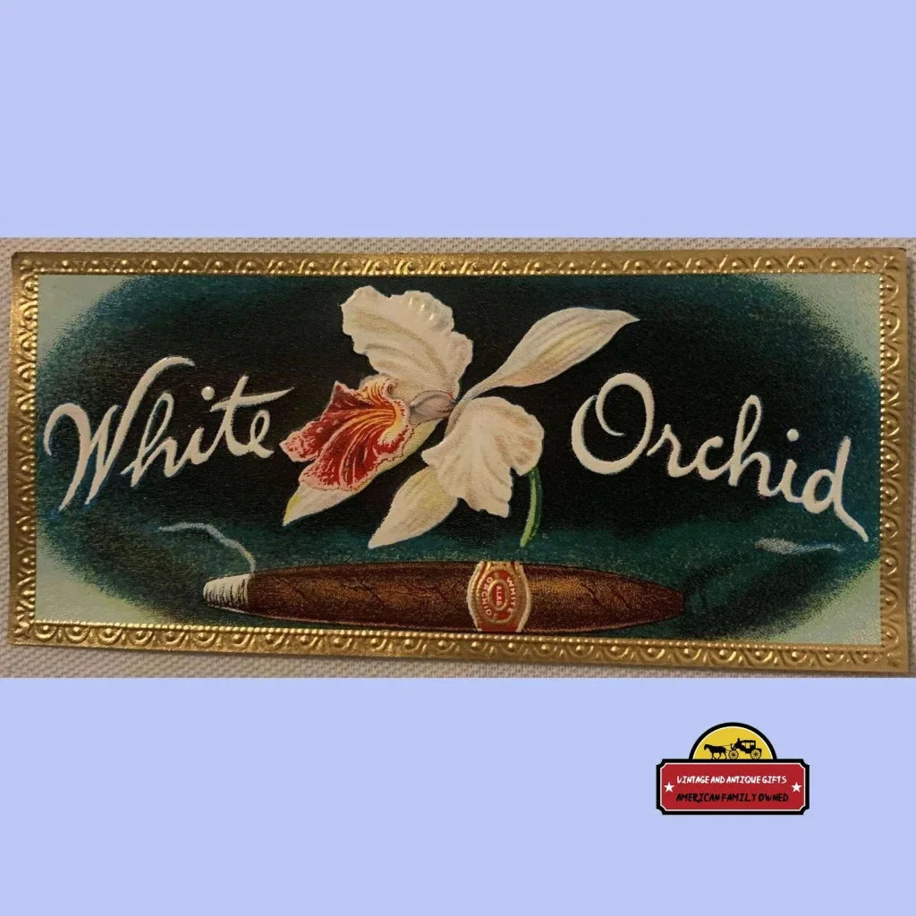 Rare Antique Vintage White Orchid Cigar Label from Golden's