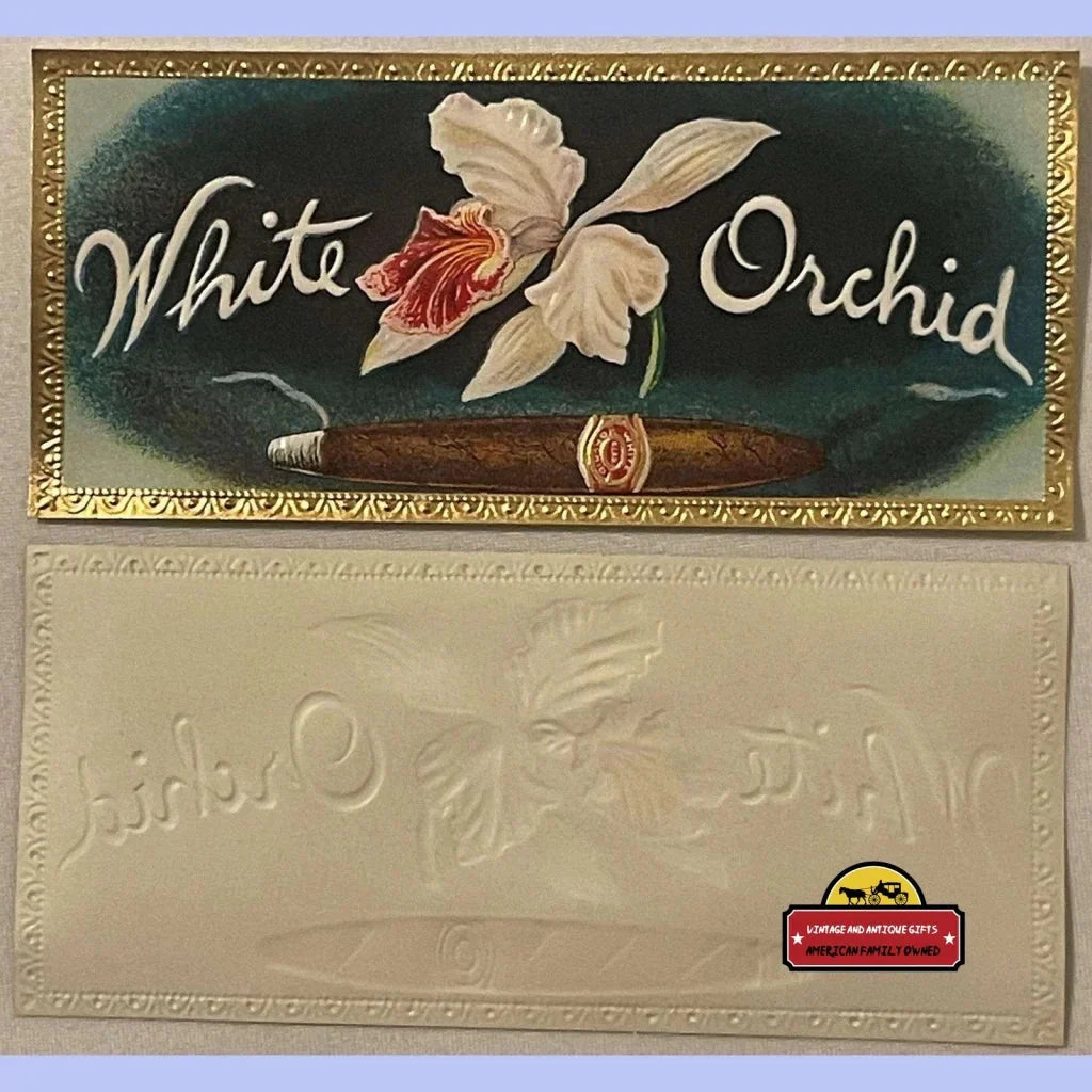 Rare Antique Vintage White Orchid Cigar Label from Golden's