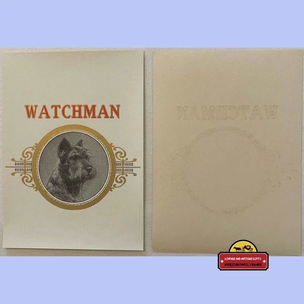 Rare Antique Watchman Cigar Label Features Adorable Schnauzer