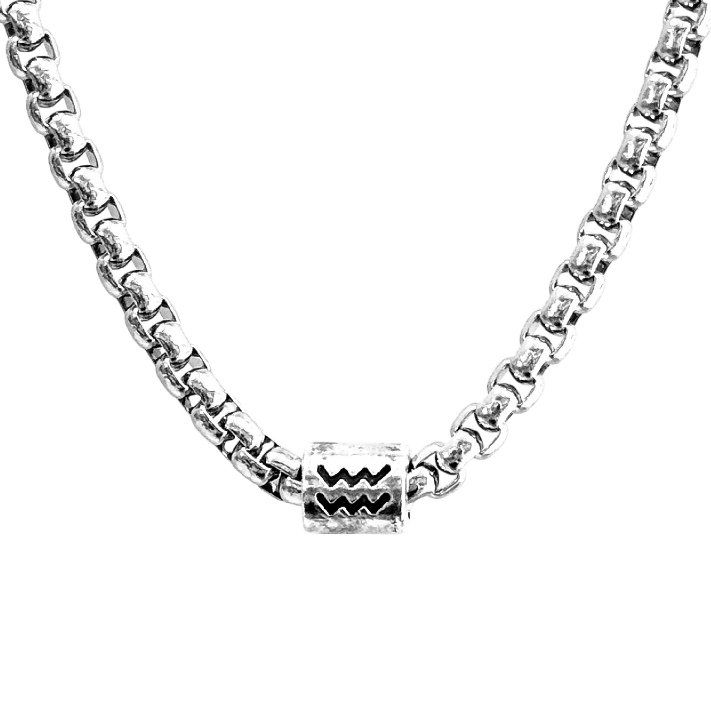 Horoscope stainless steel box chain zodiac necklace for men