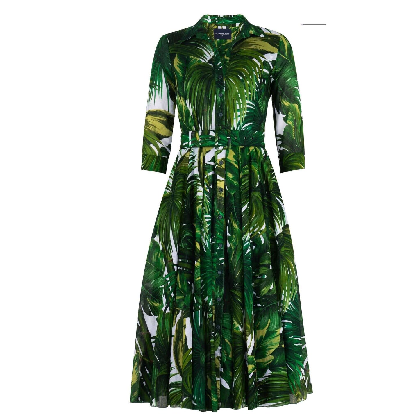 Aster Dress Honolulu Palm White Pine Green Dress