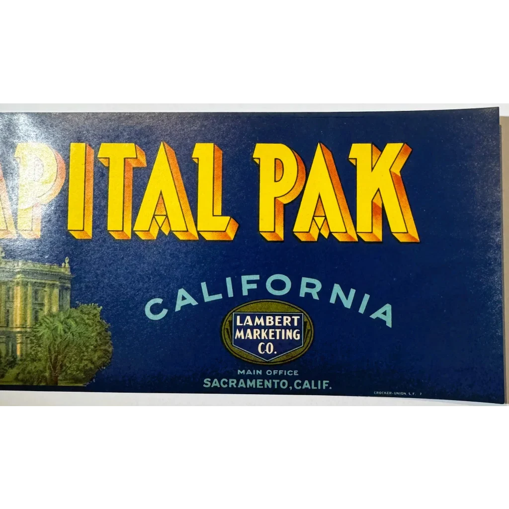 Authentic 1940s Capital Pak Crate Label From Sacramento's Past