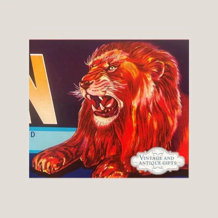 Authentic 1950s Red Lion Antique Vintage Crate Label from California