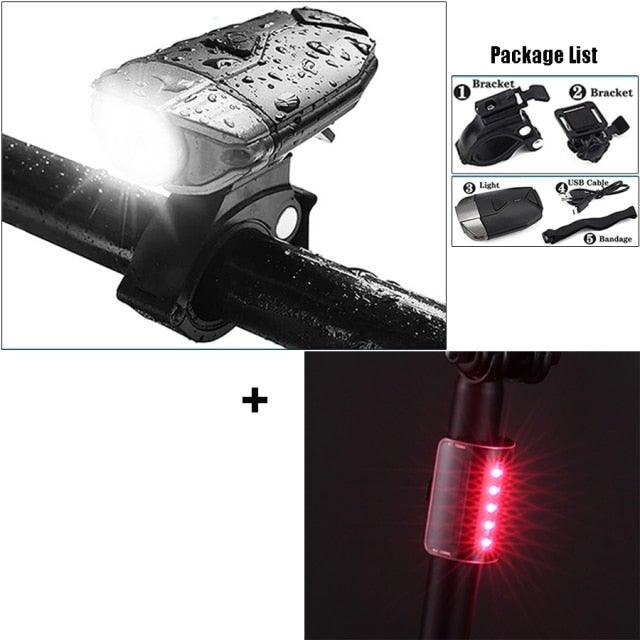 Auto-Sensing Bicycle Light Waterproof Bike Taillight LED USB Rechargable Safety Back Light Riding Warning Saddle Bike Rear Light Waterproof Bike Headlight Taillight LED Light Modes Bike Lights For Night Riding