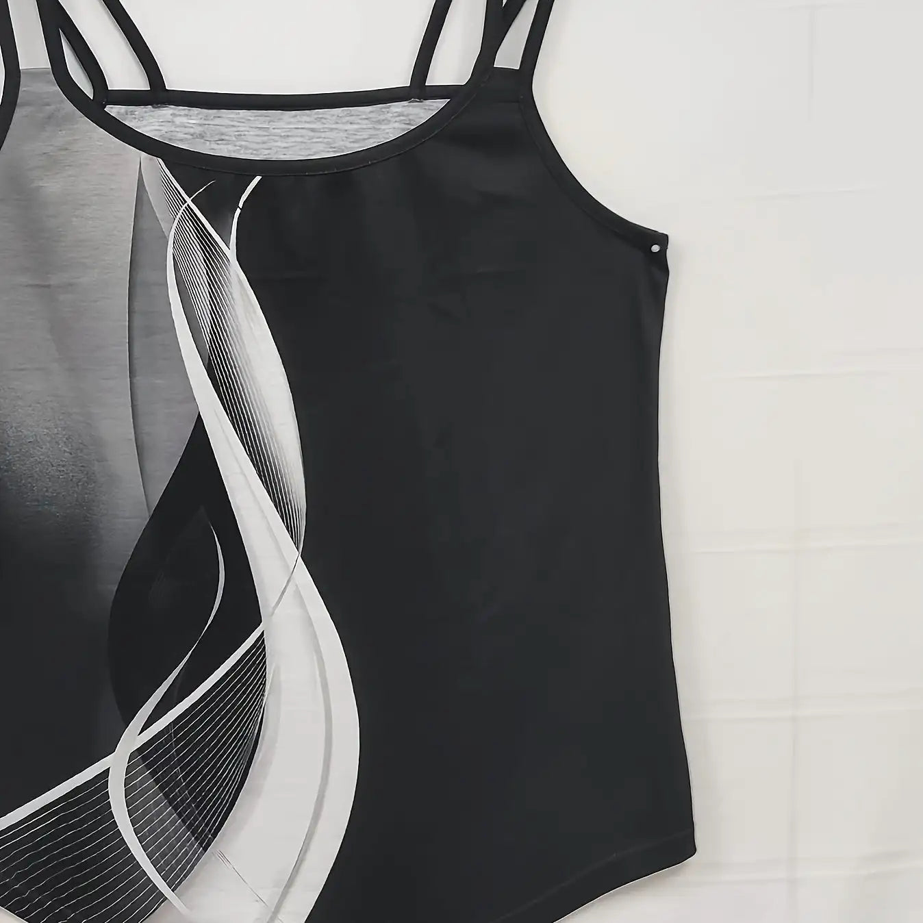 Ladies' Contrasting Color Geometric Print Loose Casual Slim Double Design Casual Style Suspender