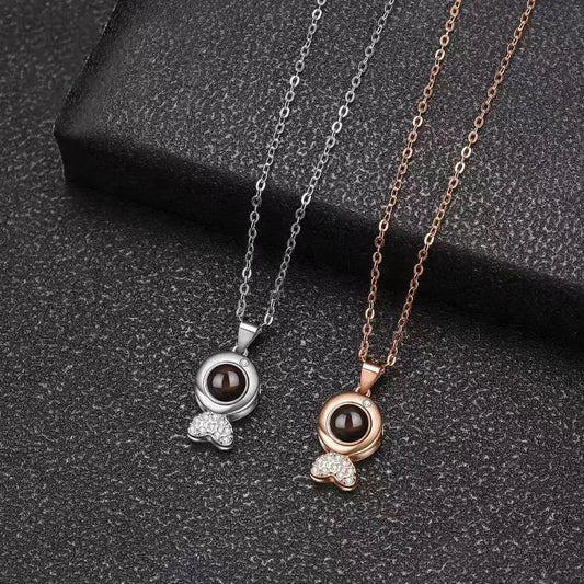 Women's Sterling Silver Fashionable Projection Photo Necklace