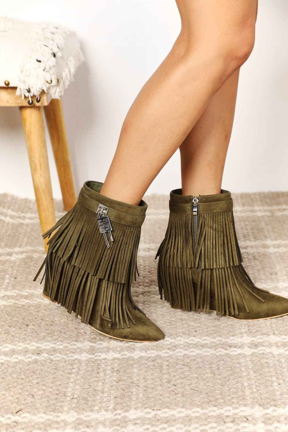 Chic Tassel Wedge Booties for Stylish Women