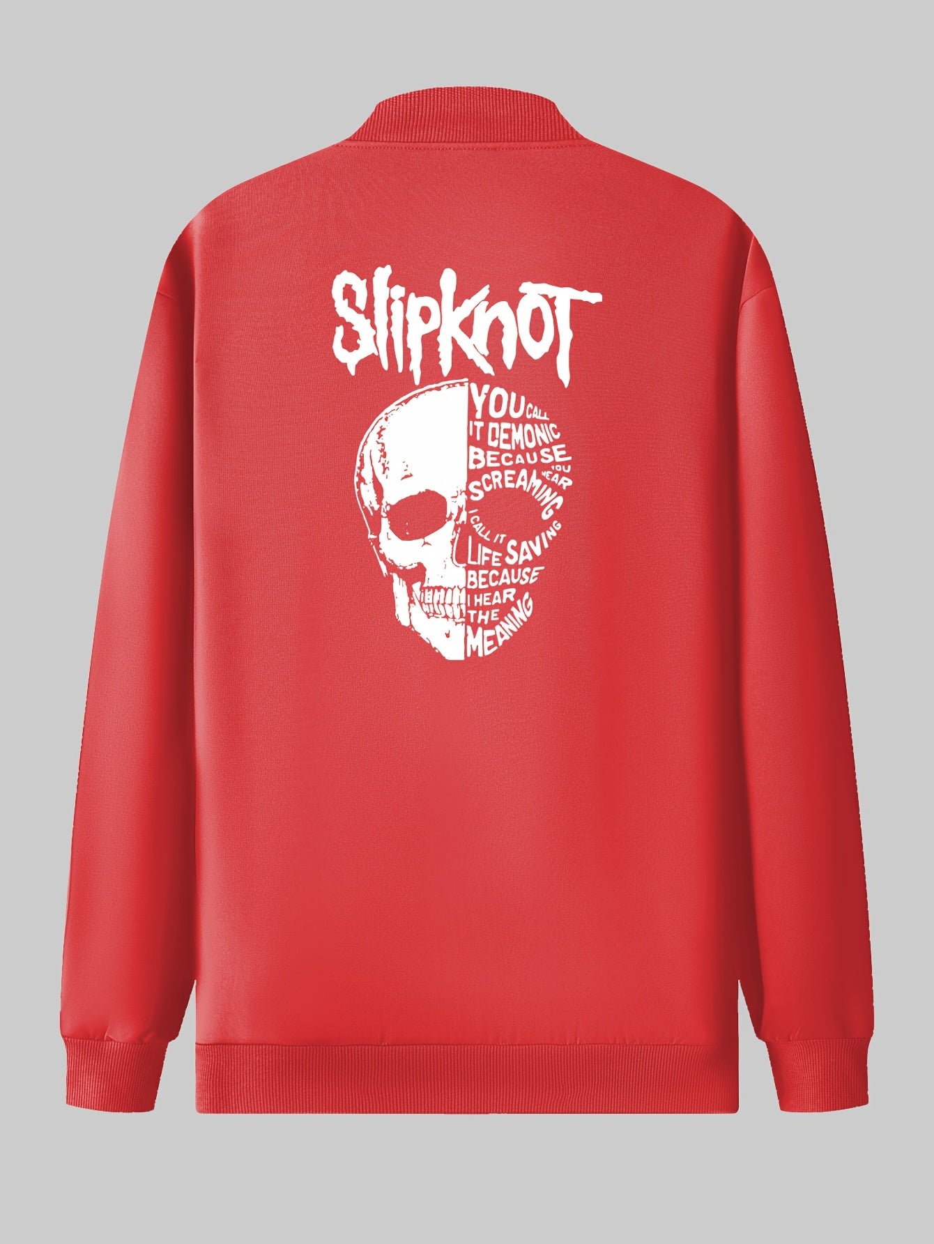 Slipknot Graphic Print Casual Jacket – Men's Polyester Knit Baseball Collar Jacket with Zipper Closure and Pockets, All-Season Athletic Outerwear - Premium jacket from Lizard Vigilante - Just $46.88! Shop now at Lizard Vigilante