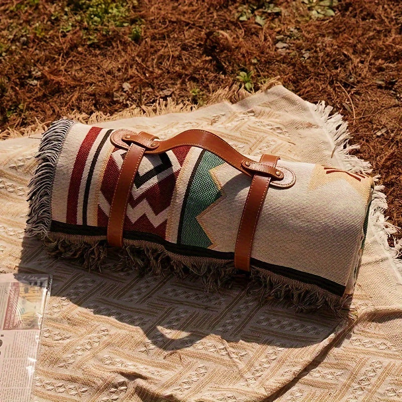 1pc 35.43inch *59.06inch Bohemian Carpet Picnic Mat, Outdoor Mat Camping Supplies, Picnic Cloth & Sofa Blanket, Moisture-proof Mat Ethnic Style Household Goods