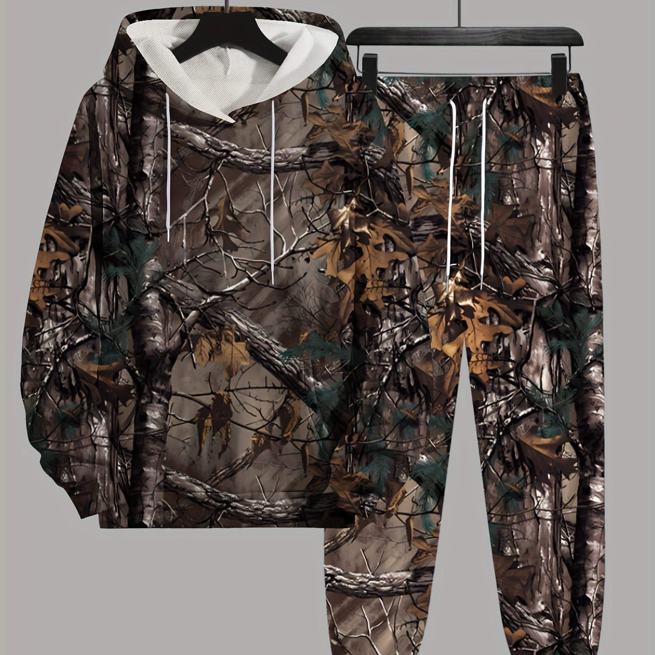 Plus Size Men's 3D Graphic Print Hooded Sweatshirt & Sweatpants Set – Color Block Pattern, Soft & Breathable Non-Stretch Polyester, Perfect for Spring, Fall, & Winter - Premium Hoodie from Lizard Vigilante - Just $53.88! Shop now at Lizard Vigilante