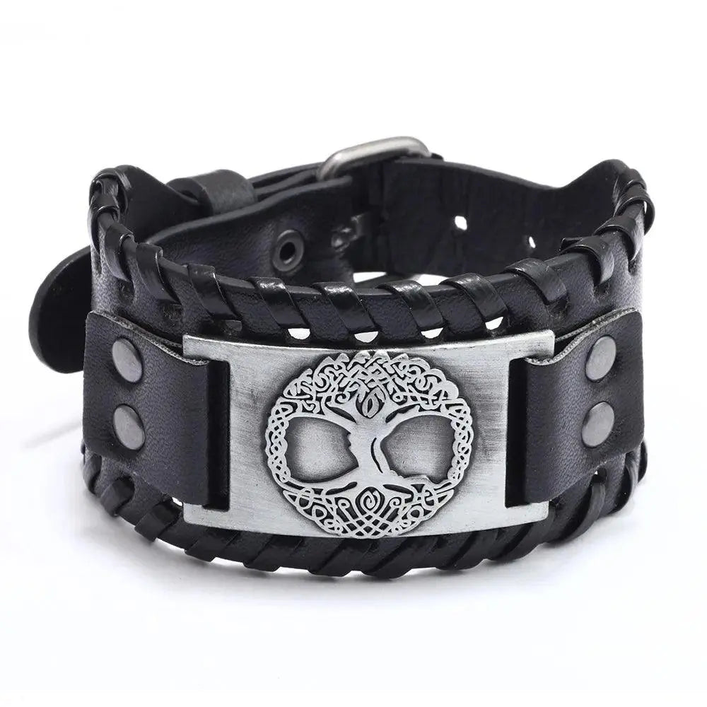 New Trendy Wide Leather Pirate Compass Bracelet Men's Bracelet Fashion Metal Compass Pattern Bracelet Accessories Party Jewelry - Premium Accessories from Lizard Vigilante - Just $17.99! Shop now at Lizard Vigilante