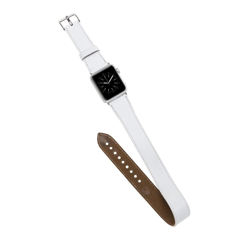 Luxury Double Wrap White Leather Apple Watch Band - San Diego
