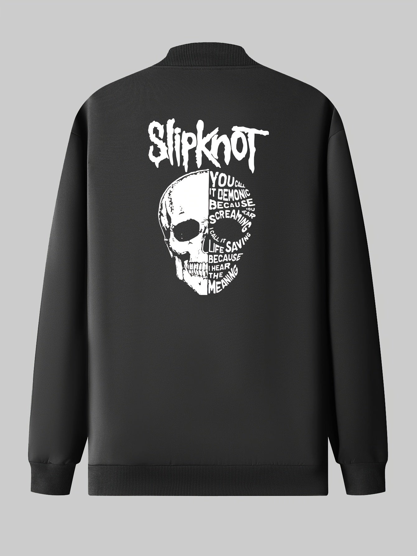 Slipknot Graphic Print Casual Jacket – Men's Polyester Knit Baseball Collar Jacket with Zipper Closure and Pockets, All-Season Athletic Outerwear - Premium jacket from Lizard Vigilante - Just $46.88! Shop now at Lizard Vigilante