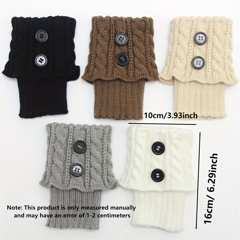 Button Detail Leg Warmers, Crochet Knitted Boot Leg Warmers Socks, Women's Stockings & Hosiery