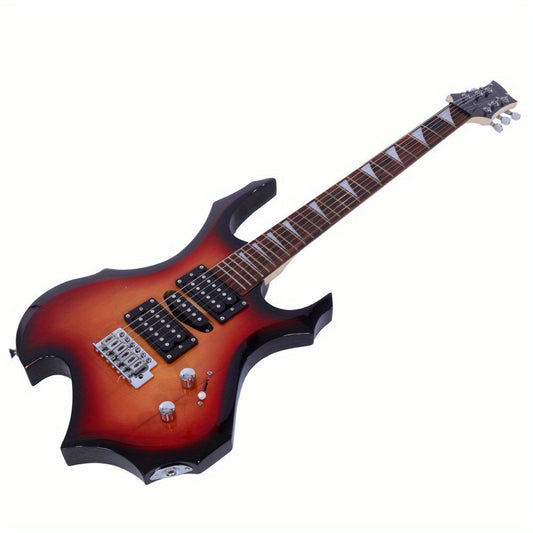 LEADZM Novice Flame Shaped Electric Guitar – HSH Pickup, Sunset Color, Tremolo Bridge, Complete Kit with Bag, Strap, Cable, and Tools - Premium Electric guitar from Lizard Vigilante - Just $216.88! Shop now at Lizard Vigilante