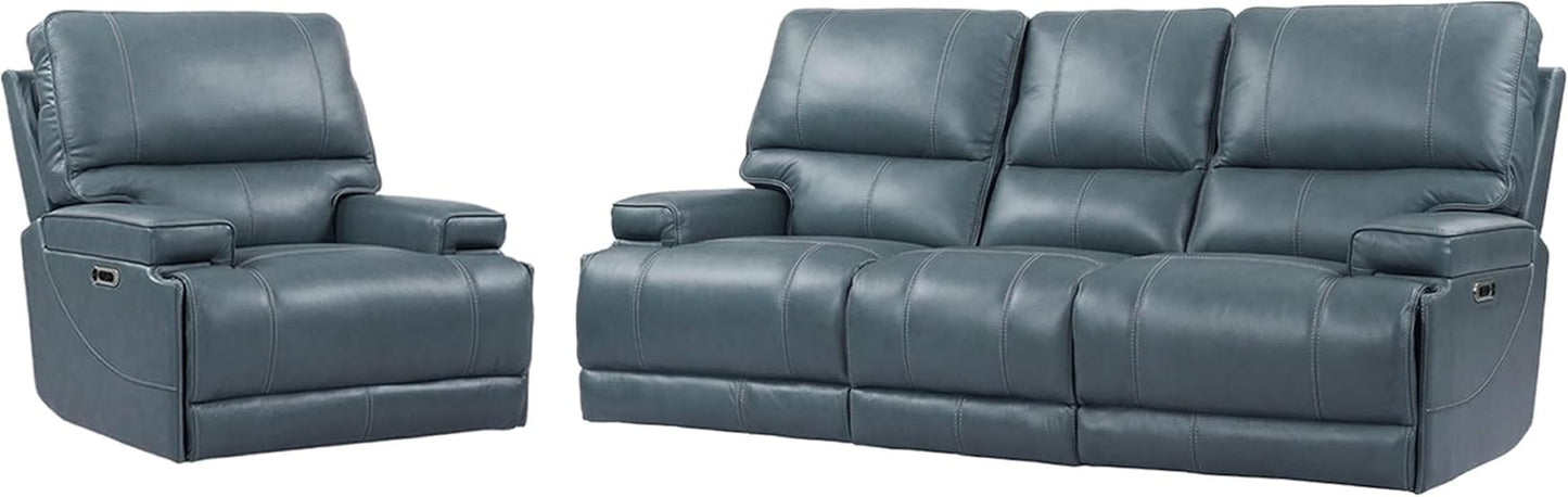 Verona Azure Cordless Power Reclining Sofa And Recliner Set