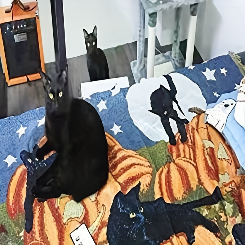 1pc Halloween Blanket Sofa Blanket Fringe Throw Blanket 100% Cotton Lightweight For Chair Sofa Couch Bed Cover Fit Home Cozy Knit Blankets