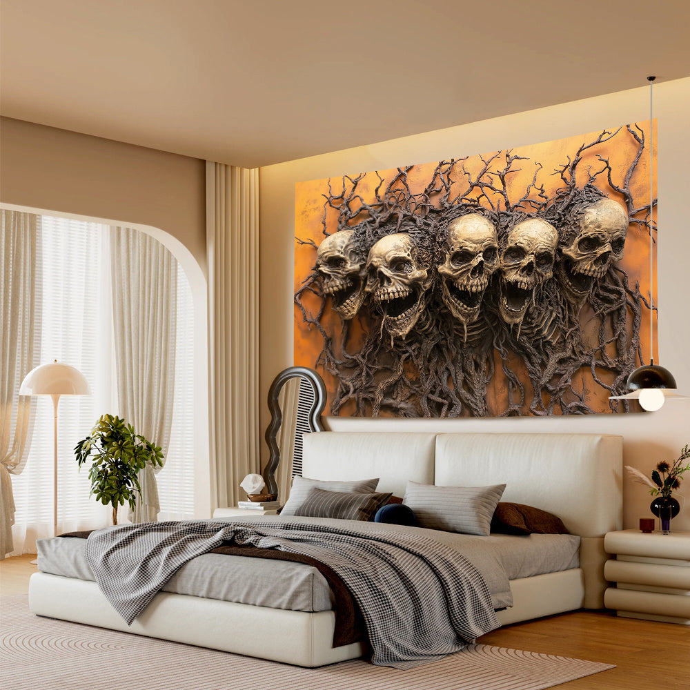 3D Skull & Branch Tapestry - Stunning Visual Art for Living Room, Bedroom, Office | Creative Decor Gift - Premium banner from Lizard Vigilante - Just $21.99! Shop now at Lizard Vigilante