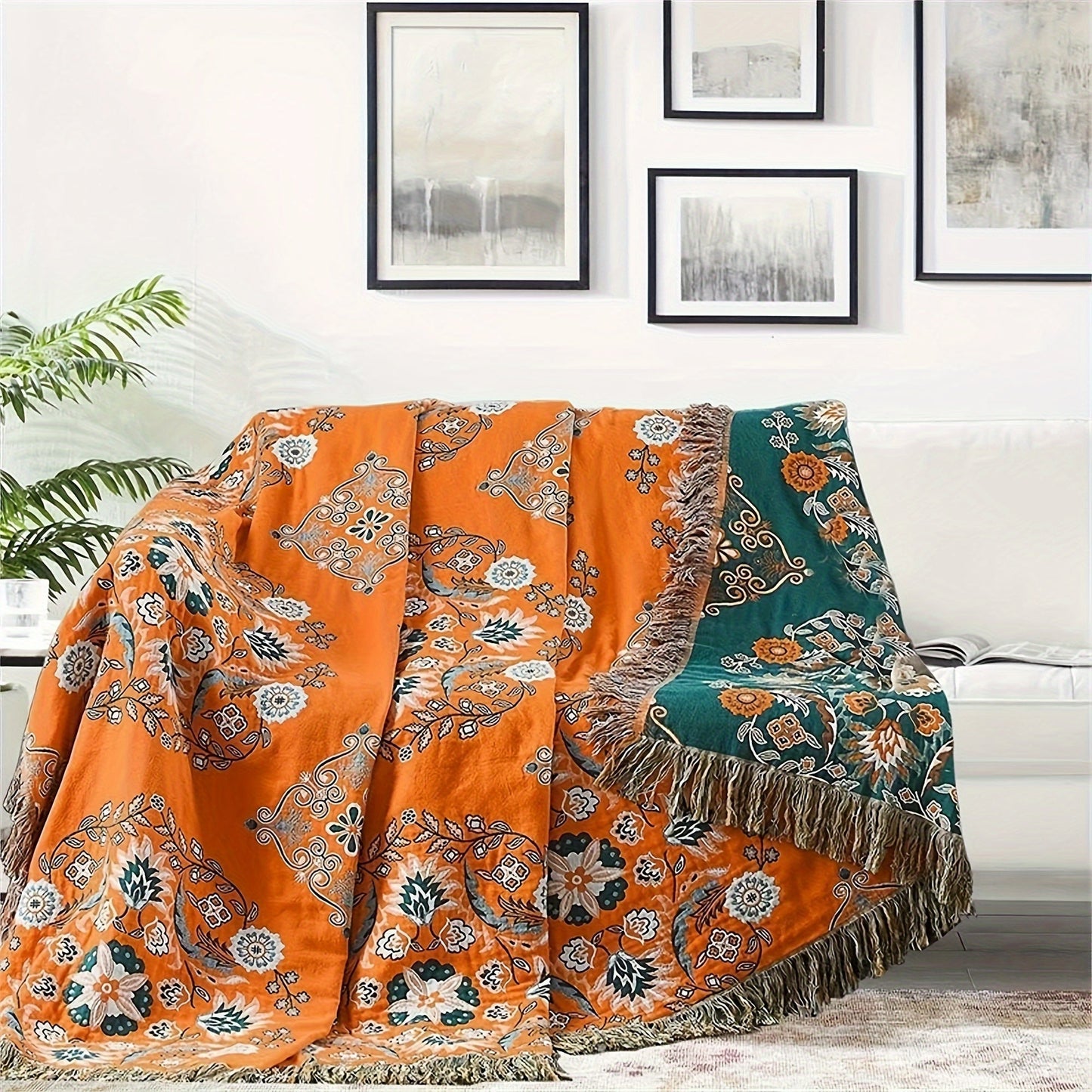 Double-Sided Tassel Sofa Cover for All Seasons - Soft and Durable Sofa Blanket for Ramadan and Beyond