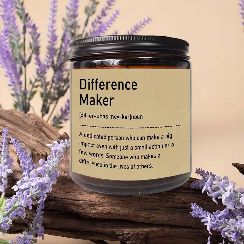 1pc, Lavender Scented Candle, "Difference Maker" Inspirational Quote, 33.81oz Glass Jar with Wick, Bee & Soy Wax, Perfect Gift for Women, Men, Best Friends, Teachers, Bosses, Leaders, Mentors, for Christmas, Thanksgiving, Bir