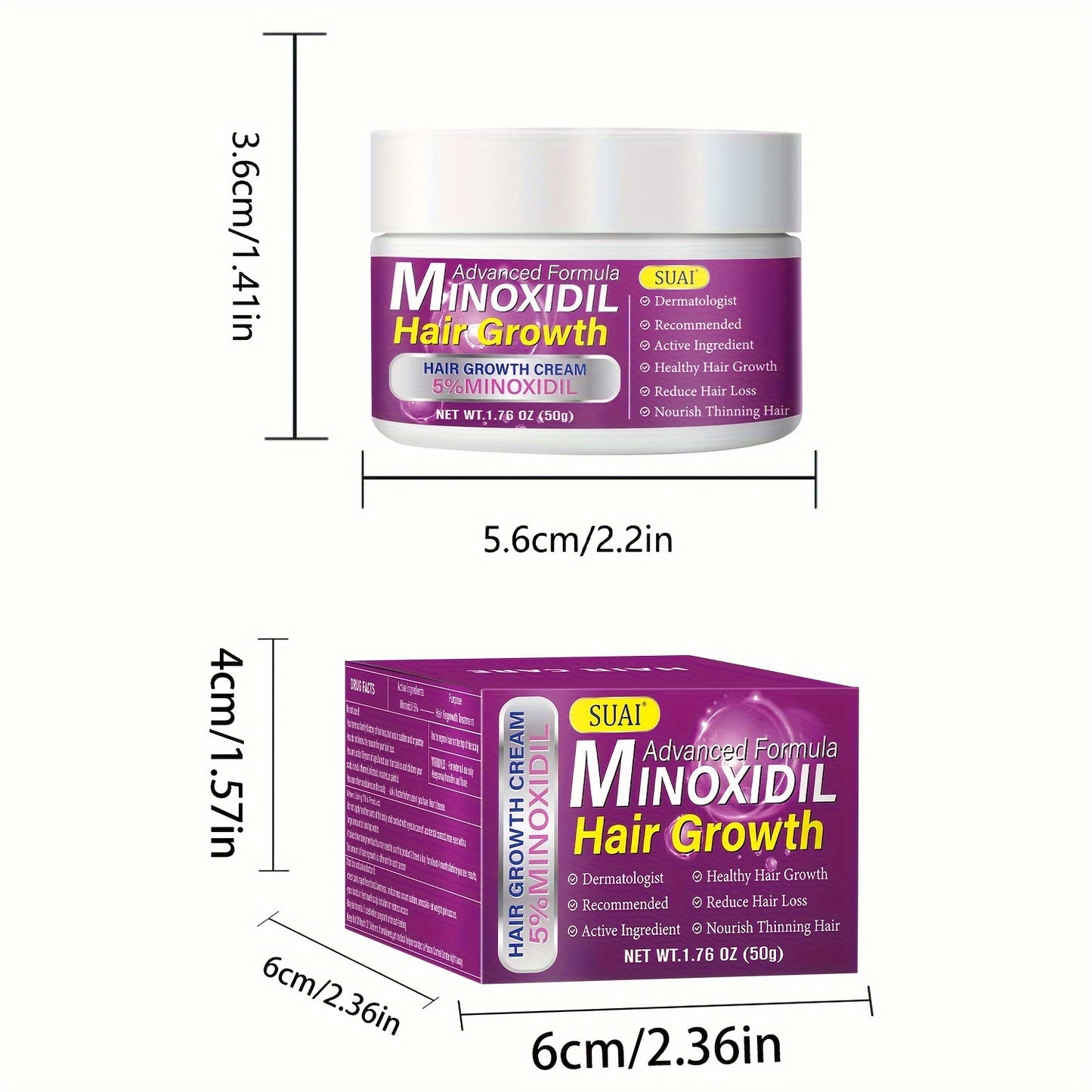 1.76oz Cream 5% Minoxidil For Men And Women Extra Strength Cream For Stronger Thicker Longer Hair - Premium  from Lizard Vigilante - Just $8.99! Shop now at Lizard Vigilante