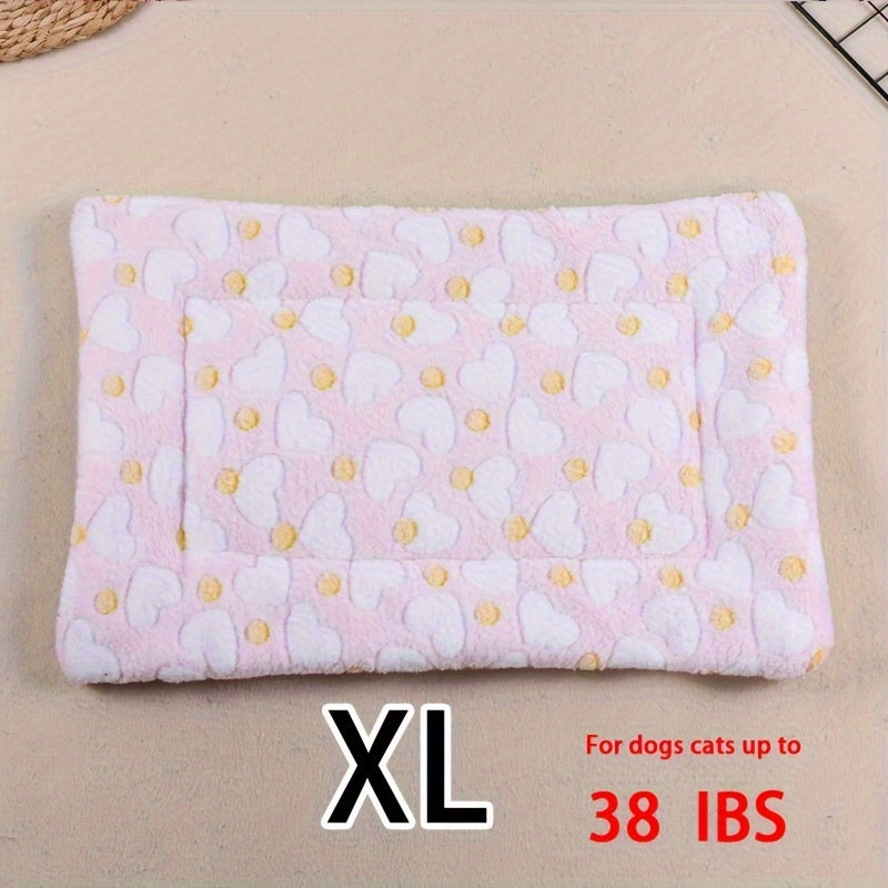 All-Season Dirt-Resistant Rectangular Pet Blanket - Comfortable Dog Paw Heart Print Pet Bed, 1pc