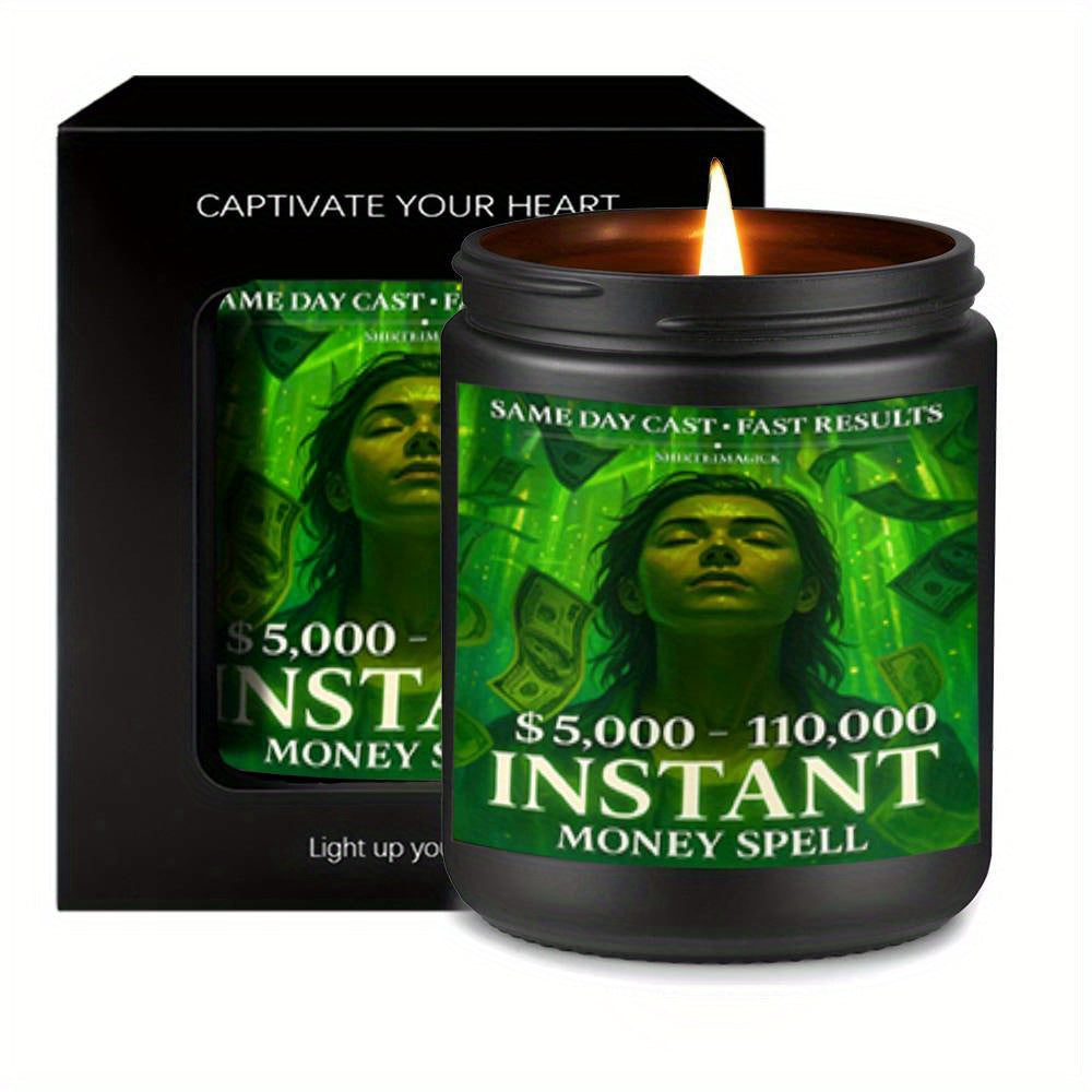 1pc 5. 3 Oz Instant Money Spell Casting Scented Candle Soybean Wax Gift Idea For Women Men Adult Bestie Coworker Husband Wife Him Her Son Daughter Dad Mum Sister Brother Family On Birthday Xmas New Year Funny Unique Essential