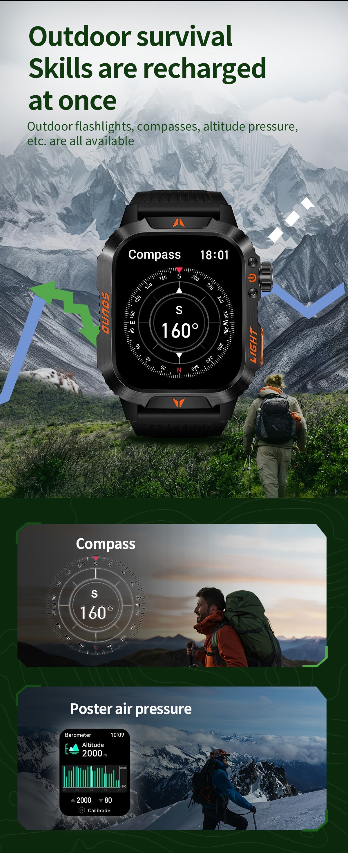 Rugged Outdoor Smartwatch | 2024's Ultimate Fitness Tracker For Android iPhone - Premium smart watch from Lizard Vigilante - Just $48.88! Shop now at Lizard Vigilante