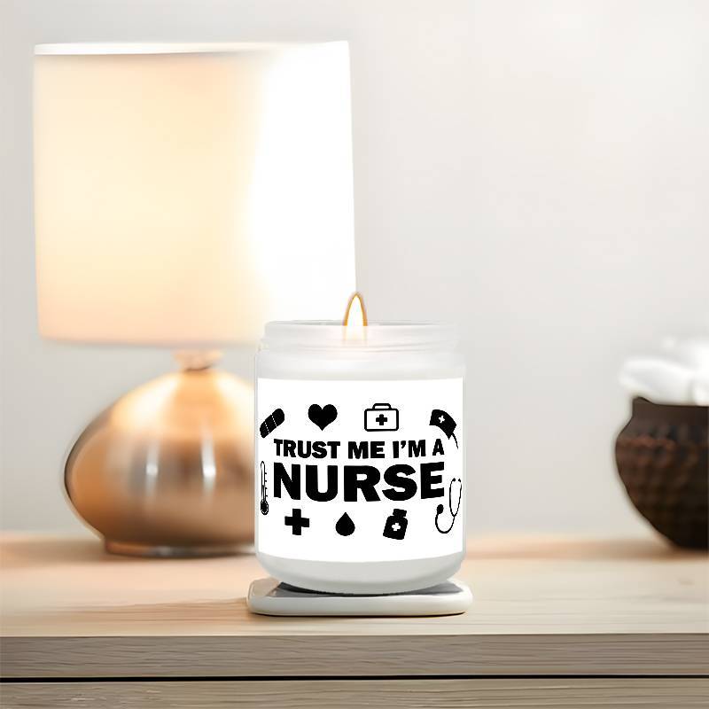 1pc Lavender Scented Candle 5.3oz - "Trust Me, I'm a Nurse" Design with Medical Symbols | Heartfelt Gift for Nurses, Nurse Appreciation, Graduation, Birthdays, Christmas | Soy Wax, Glass Container