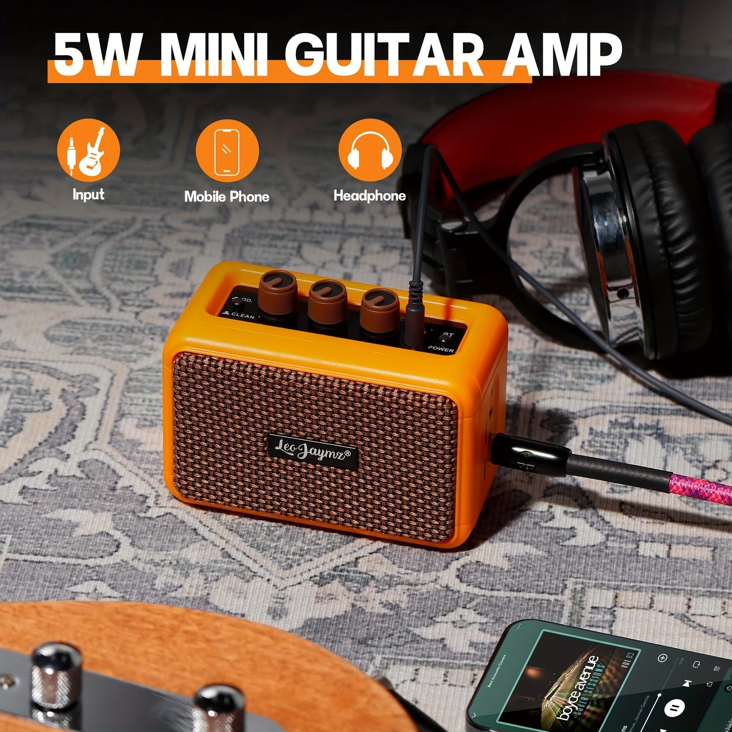 Leo Jaymz Electric Guitar Mini Amplifier - Portable 5W Practice Amp with Bluetooth Dual Speakers - Premium guitar amplifier from Lizard Vigilante - Just $42.99! Shop now at Lizard Vigilante