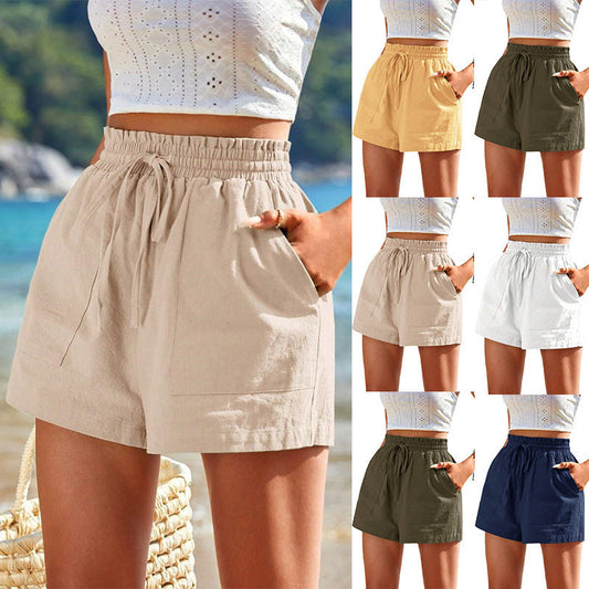 New High Waist Linen Shorts