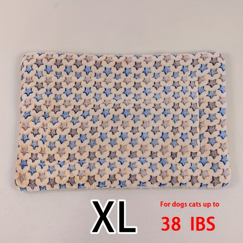 All-Season Dirt-Resistant Rectangular Pet Blanket - Comfortable Dog Paw Heart Print Pet Bed, 1pc