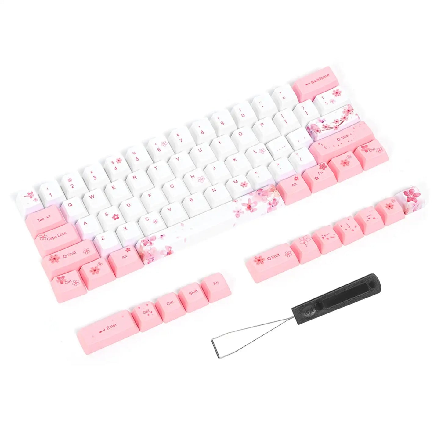 PBT Mechanical Keycaps with Cherry Blossom Design