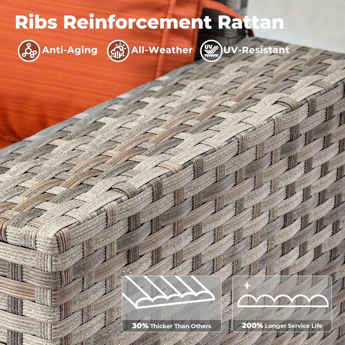 Modular Outdoor Wicker Sofa Set with Fire Pit